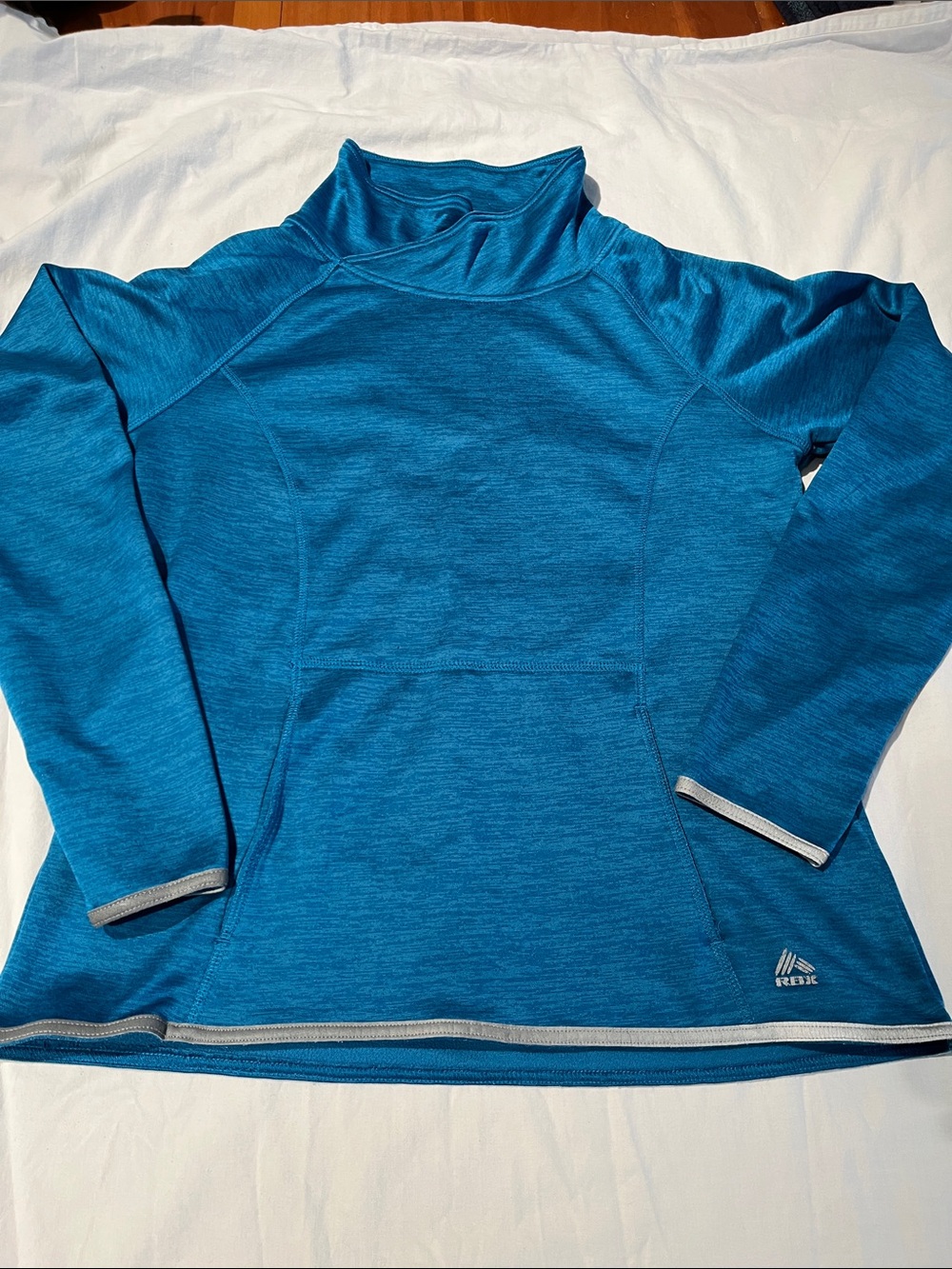 RBX Teal Blue Cowl-Neck Performance Sweater, size medium